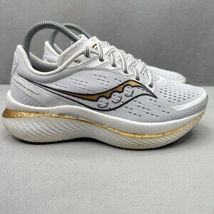 Womens Size 7.5 Saucony Endorphin Speed 3 White / Gold Running Athletic Sneakers